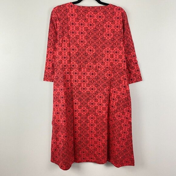 Toad & Co Rosalinda Dress Pockets Cranberry Patchwork Print V Neck Size XL - Picture 6 of 10